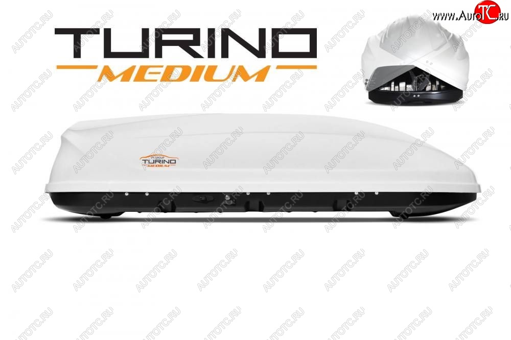 25 149 р. Автобокс PT GROUP (460л., 191х79х46 см, двустороннее открывание) Turino Medium белый   (Белый)  с доставкой в г. Воронеж
