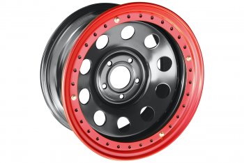 Штампованый диск OFF-ROAD Wheels (усиленный, с бедлоком) 8.0x17  (Цвет: черный-красный)