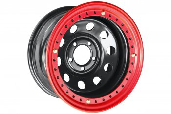 Штампованый диск OFF-ROAD Wheels (усиленный, с бедлоком) 8.0x15  (Цвет: черный-красный)
