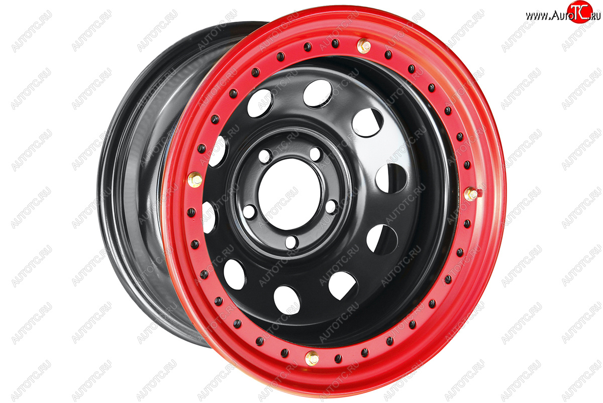 11 799 р. Штампованый диск OFF-ROAD Wheels (усиленный, с бедлоком) 8.0x15   (Цвет: черный-красный)  с доставкой в г. Воронеж