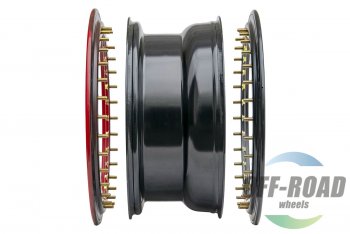 15 349 р. Штампованый диск OFF-ROAD Wheels (стальной усиленный с двойным бедлоком, круг - черный/красный). 8.0 x 16    с доставкой в г. Воронеж. Увеличить фотографию 6
