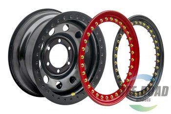 15 349 р. Штампованый диск OFF-ROAD Wheels (стальной усиленный с двойным бедлоком, круг - черный/красный). 8.0 x 16    с доставкой в г. Воронеж. Увеличить фотографию 5
