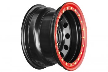 Штампованый диск OFF-ROAD Wheels (стальной усиленный с бедлоком, круг - черный/красный). 8.0 x 15 