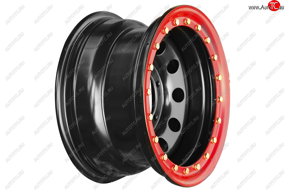 11 799 р. Штампованый диск OFF-ROAD Wheels (стальной усиленный с бедлоком, круг - черный/красный). 8.0 x 15    с доставкой в г. Воронеж