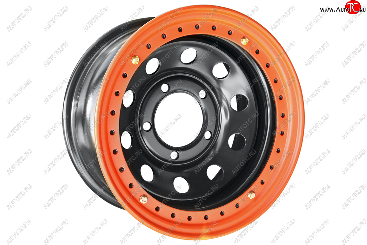 15 349 р. Штампованый диск OFF-ROAD Wheels (стальной усиленный с бедлоком, круг - черный с оранжевым). 8.0 x 16    с доставкой в г. Воронеж