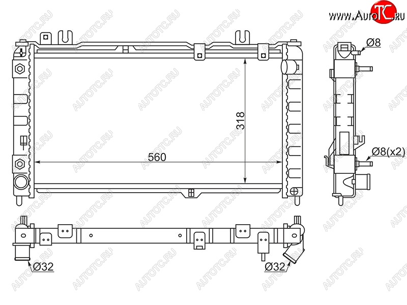 5 299 р. Радиатор двигателя (трубчатый, МКПП/АКПП) SAT  Datsun mi-DO (2014-2021), Datsun on-DO (2014-2021), ВИС 2349  бортовой (2012-2018), Лада Гранта ( 2190,  2191) (2011-2017), Лада Калина ( 1118,  1117,  1119,  2192,  2194) (2004-2018)  с доставкой в г. Воронеж