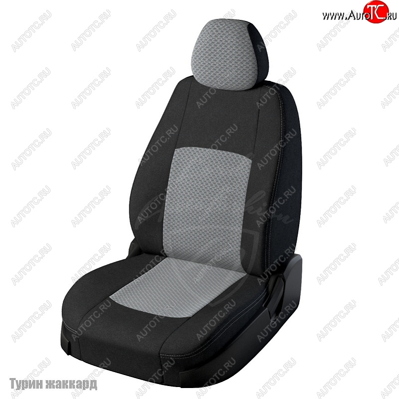 6 399 р. Чехлы для сидений Lord Autofashion Турин (жаккард) Лада Калина 2192 хэтчбек (2013-2018) (Черный, вставка Тропик)  с доставкой в г. Воронеж