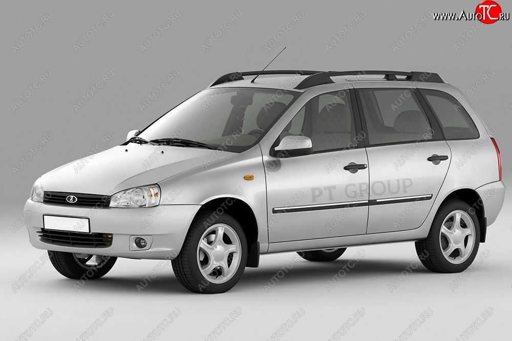 4 899 р. Рейлинги Petroil Tuning Усиленные Лада Калина 1117 универсал (2004-2013) (Черный муар, крыша с ребром жесткости)  с доставкой в г. Воронеж