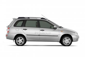 4 899 р. Рейлинги Petroil Tuning Усиленные Лада Калина 1117 универсал (2004-2013) (Черный муар, крыша с ребром жесткости)  с доставкой в г. Воронеж. Увеличить фотографию 2