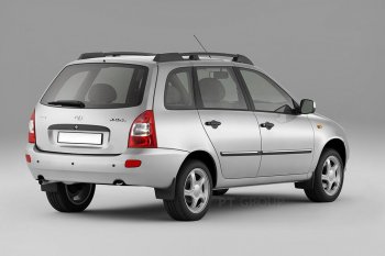 4 899 р. Рейлинги Petroil Tuning Усиленные Лада Калина 1117 универсал (2004-2013) (Черный муар, крыша с ребром жесткости)  с доставкой в г. Воронеж. Увеличить фотографию 3