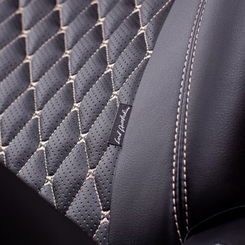 14 999 р. Чехлы для сидений Lord Autofashion Байрон (экокожа, раздельная спинка и сиденья, 3 Г-образных подголовника)  Лада 2108 - 2115 (Черный, вставка черная, строчка бежевая)  с доставкой в г. Воронеж. Увеличить фотографию 6