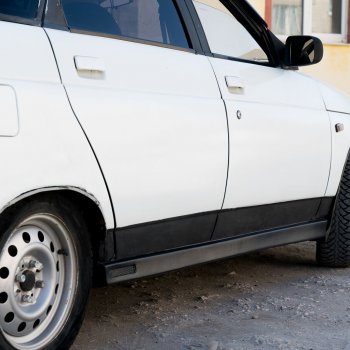 699 р. Пороги накладки Autodemic (Лапша c cеткой) Лада 2110 седан (1995-2007)  с доставкой в г. Воронеж. Увеличить фотографию 6