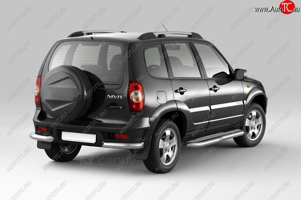 11 189 р. Защита заднего бампера PT GROUP угловая Ø63мм (НПС) LADA Niva Travel 2021-/ LADA Niva 2020-/ CHEVROLET Niva 2 Лада Нива Трэвел (212300-80) (2021-2025) (Нержавейка полированная)  с доставкой в г. Воронеж