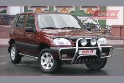 14 399 р. Решетка передняя с защитой бампера Souz-96 (d60) Chevrolet Niva 2123 дорестайлинг (2002-2008)  с доставкой в г. Воронеж. Увеличить фотографию 2
