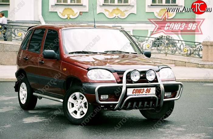 14 399 р. Решетка передняя с защитой бампера Souz-96 (d60) Chevrolet Niva 2123 дорестайлинг (2002-2008)  с доставкой в г. Воронеж