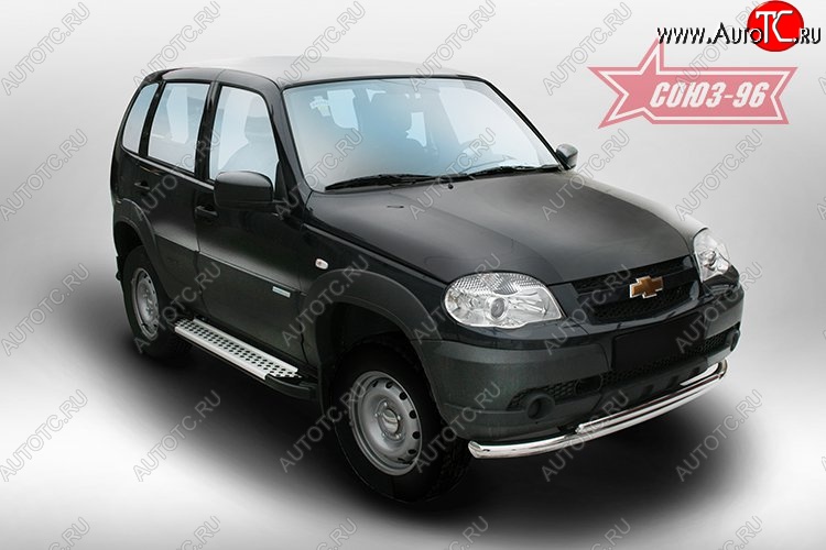 14 309 р. Защита переднего бампера двойная Souz-96 (d60/42)  Chevrolet Niva  2123 (2009-2020), Лада 2123 (Нива Шевроле) (2009-2021)  с доставкой в г. Воронеж