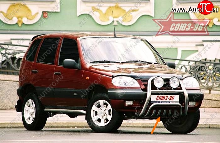8 549 р. Защита переднего бампера нижняя Souz-96 Акула. Chevrolet Niva 2123 дорестайлинг (2002-2008)  с доставкой в г. Воронеж