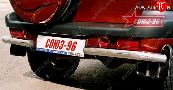 6 479 р. Защита заднего бампера из боковых уголков Souz-96 (d60) Chevrolet Niva 2123 дорестайлинг (2002-2008)  с доставкой в г. Воронеж