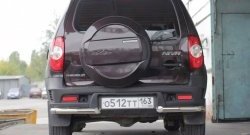 6 299 р. Защита заднего бампера (углы 63 мм) Petroil Tuning Chevrolet Niva 2123 рестайлинг (2009-2020) (Нержавеющая полированная сталь)  с доставкой в г. Воронеж. Увеличить фотографию 2