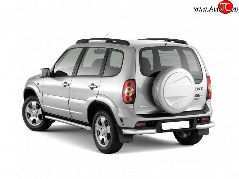 6 299 р. Защита заднего бампера (углы 63 мм) Petroil Tuning Chevrolet Niva 2123 рестайлинг (2009-2020) (Нержавеющая полированная сталь)  с доставкой в г. Воронеж