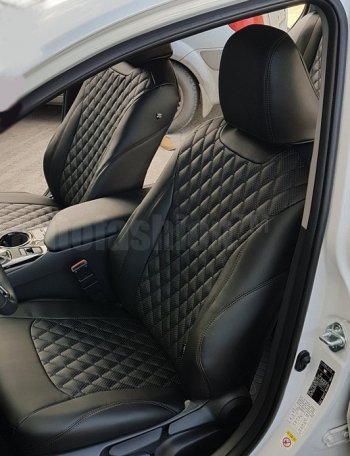 18 349 р. Чехлы для сидений Lord Autofashion Байрон (экокожа)  Лада Приора  2170 (2007-2014) седан дорестайлинг (Чёрный, вставка чёрная, строчка чёрная)  с доставкой в г. Воронеж. Увеличить фотографию 4