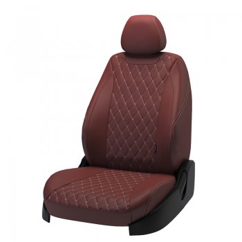 Чехлы для сидений Lord Autofashion Байрон (экокожа) Лада Приора  2170 (2013-2018) седан рестайлинг (Коричневый, вставка коричневая, строчка бежевая)