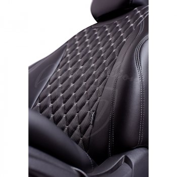 13 949 р. Чехлы для сидений Lord Autofashion Байрон (экокожа, раздельная спинка 40/20/40, 2 Г-образных подголовника)  Лада Приора  2170 (2013-2018) седан рестайлинг (Черный, вставка черная, строчка серая)  с доставкой в г. Воронеж. Увеличить фотографию 2