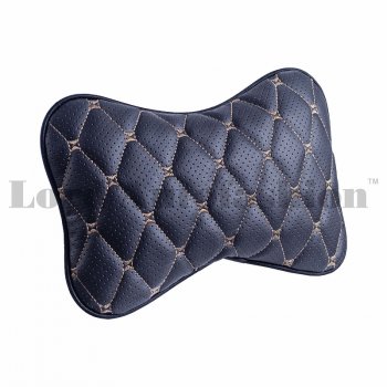 999 р. Подушка-косточка Lord Autofashion Байрон (экокожа, 2 шт.)   (Черная, строчка бежевая)  с доставкой в г. Воронеж. Увеличить фотографию 2