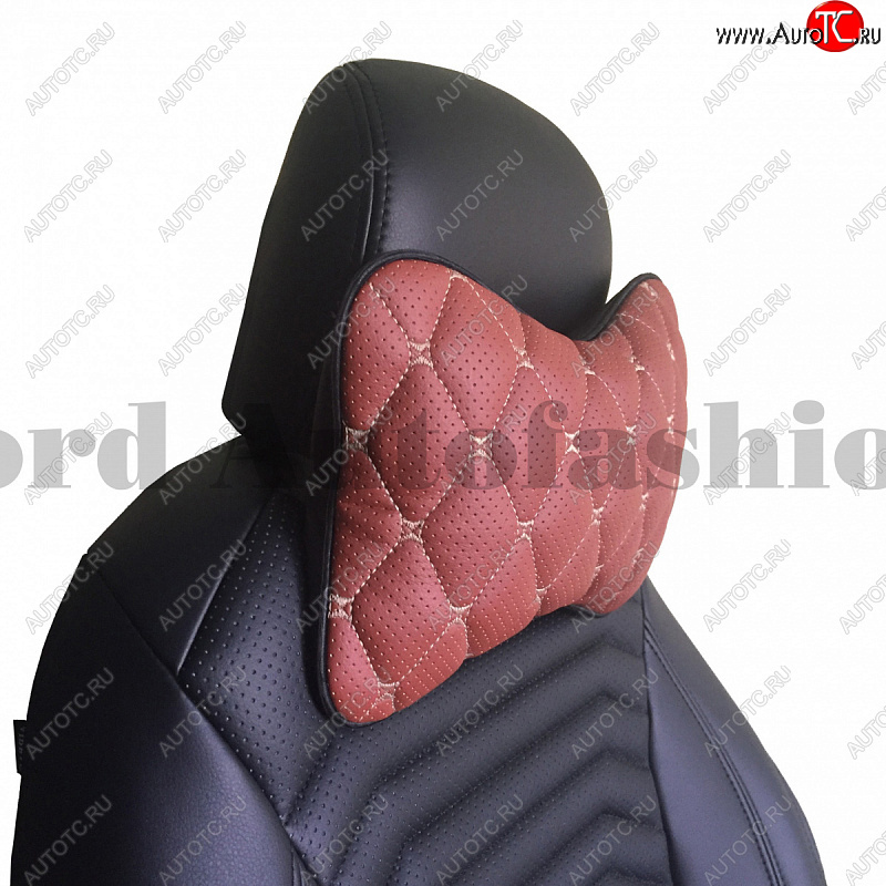 349 р. Подушка-косточка Lord Autofashion Байрон (экокожа, 1 шт.)   (Коричневый, строчка бежевая)  с доставкой в г. Воронеж