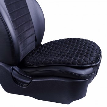 929 р. Подушка для сиденья универсальная Lord Autofashion Комфорт+ (велюр)   (Черный, строчка бежевая)  с доставкой в г. Воронеж. Увеличить фотографию 2
