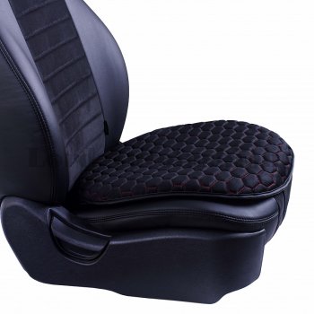 1 029 р. Подушка для сиденья универсальная Lord Autofashion Комфорт+ (велюр)   (Черный, строчка красная)  с доставкой в г. Воронеж. Увеличить фотографию 2