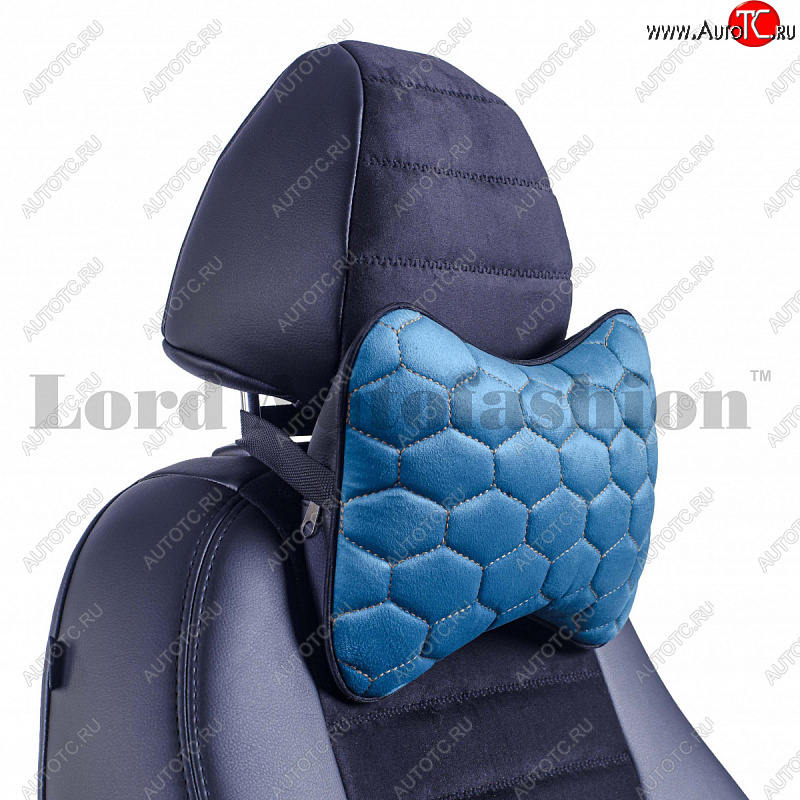2 579 р. Подушка-косточка Lord Autofashion Соты (экокожа/велюр, 2 шт.)   (Бирюзовый)  с доставкой в г. Воронеж
