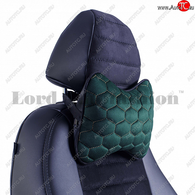 2 579 р. Подушка-косточка Lord Autofashion Соты (экокожа/велюр, 2 шт.)   (Зеленый)  с доставкой в г. Воронеж