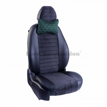 2 579 р. Подушка-косточка Lord Autofashion Соты (экокожа/велюр, 2 шт.)   (Зеленый)  с доставкой в г. Воронеж. Увеличить фотографию 4