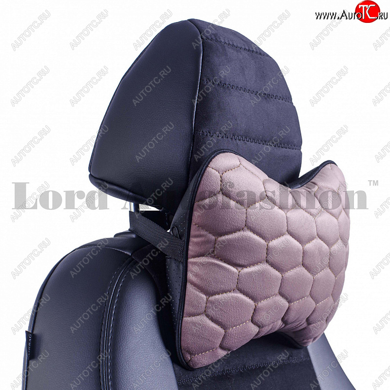 2 579 р. Подушка-косточка Lord Autofashion Соты (экокожа/велюр, 2 шт.)   (Розовый)  с доставкой в г. Воронеж