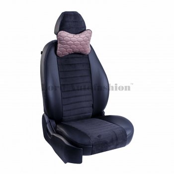 2 579 р. Подушка-косточка Lord Autofashion Соты (экокожа/велюр, 2 шт.)   (Розовый)  с доставкой в г. Воронеж. Увеличить фотографию 4