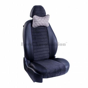 2 579 р. Подушка-косточка Lord Autofashion Соты (экокожа/велюр, 2 шт.)   (Серый)  с доставкой в г. Воронеж. Увеличить фотографию 4