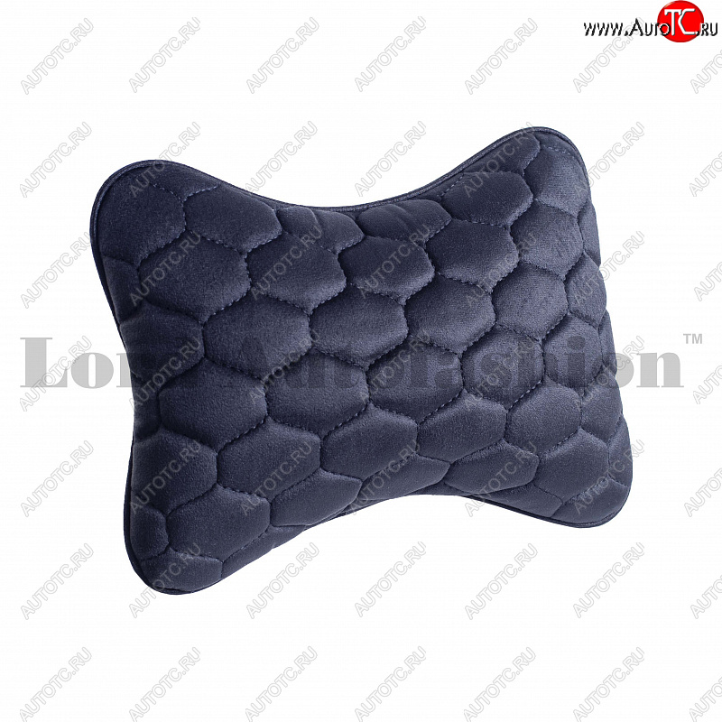 799 р. Подушка-косточка Lord Autofashion Соты (экокожа/велюр, 2 шт.)   (Черный)  с доставкой в г. Воронеж