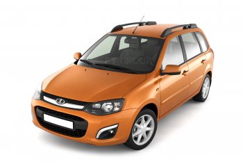 5 319 р. Рейлинги усиленные Petroil Tuning  Лада Калина  2194 (2014-2018) универсал (Черный муар)  с доставкой в г. Воронеж. Увеличить фотографию 2