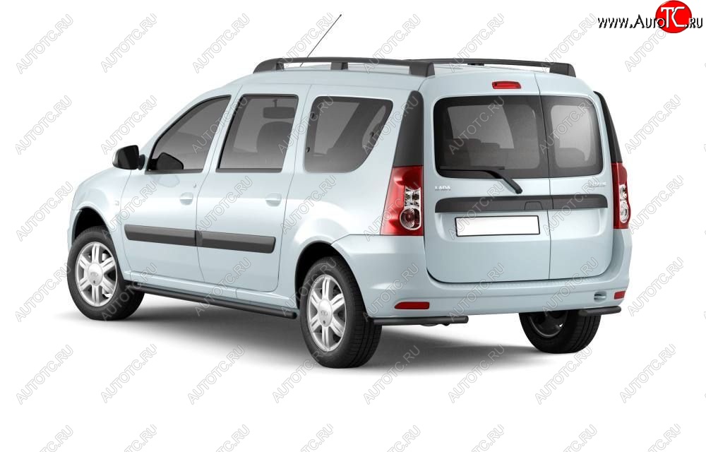 6 289 р. Защита порогов из трубы Ø51 Petroil Tuning  Лада Ларгус (2012-2025) дорестайлинг R90, рестайлинг R90 (Сталь с полимерным покрытием в цвет: черный ❞Шагрень❝)  с доставкой в г. Воронеж