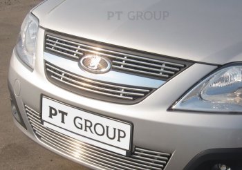 4 799 р. Накладка на решетку радиатора Petroil Tuning Лада Ларгус дорестайлинг R90 (2012-2021) (Нержавеющая полированная сталь)  с доставкой в г. Воронеж. Увеличить фотографию 2