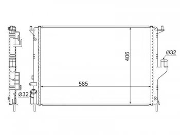 5 599 р. Радиатор двигателя (пластинчатый, МКПП, с кондиционером) SAT Renault Duster HS дорестайлинг (2010-2015)  с доставкой в г. Воронеж. Увеличить фотографию 1