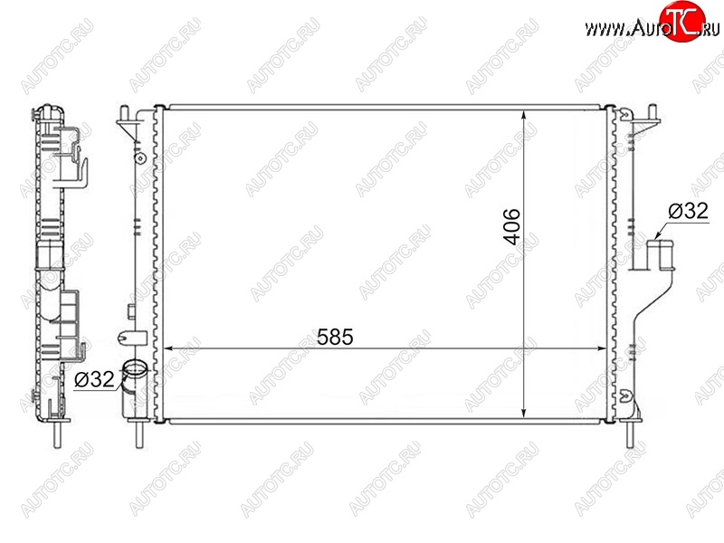 2 899 р. Радиатор двигателя (1.4/1.6/2.0) SAT  Nissan Almera  G15 (2012-2019), Renault Duster  HS (2010-2015), Renault Logan  1 (2004-2016), Renault Sandero  (BS) (2009-2014), Renault Sandero Stepway  (BS) (2010-2014), Лада Ларгус (2012-2025)  с доставкой в г. Воронеж