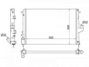 Радиатор двигателя (трубчатый, МКПП) SAT Renault Sandero (BS) (2009-2014)