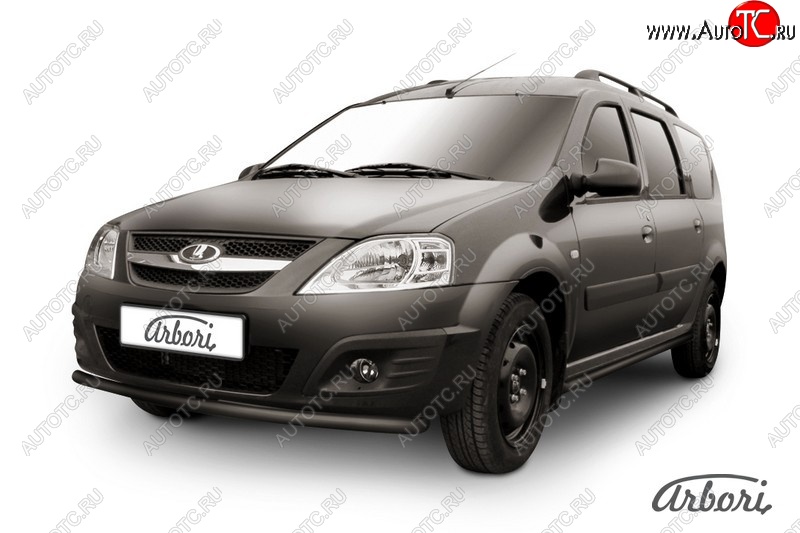 2 299 р. Защита переднего бампера Arbori (черная, 1 труба d42 mm). Лада Ларгус дорестайлинг R90 (2012-2021)  с доставкой в г. Воронеж
