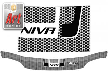 2 399 р. Дефлектор капота CA-Plastiс  Chevrolet Niva  2123 (2009-2020), Лада 2123 (Нива Шевроле) (2009-2021) (Серия Art черная)  с доставкой в г. Воронеж. Увеличить фотографию 2