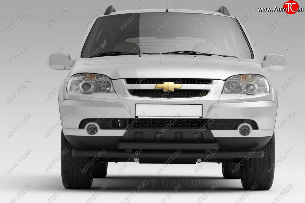 3 699 р. Защита переднего бампера двойная из труб d63/51 мм Petroil Tuning  Chevrolet Niva  2123 (2009-2020), Лада 2123 (Нива Шевроле) (2009-2021) (Сталь с полимерным покрытием, Черный (Шагрень))  с доставкой в г. Воронеж