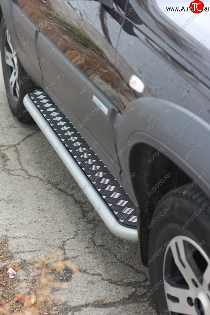 11 519 р. Порожки для ног Petroil Tuning (Ø51 мм) Chevrolet Niva 2123 рестайлинг (2009-2020) (Сталь с полимерным покрытием в цвет: серебристый ❞Искра❝)  с доставкой в г. Воронеж