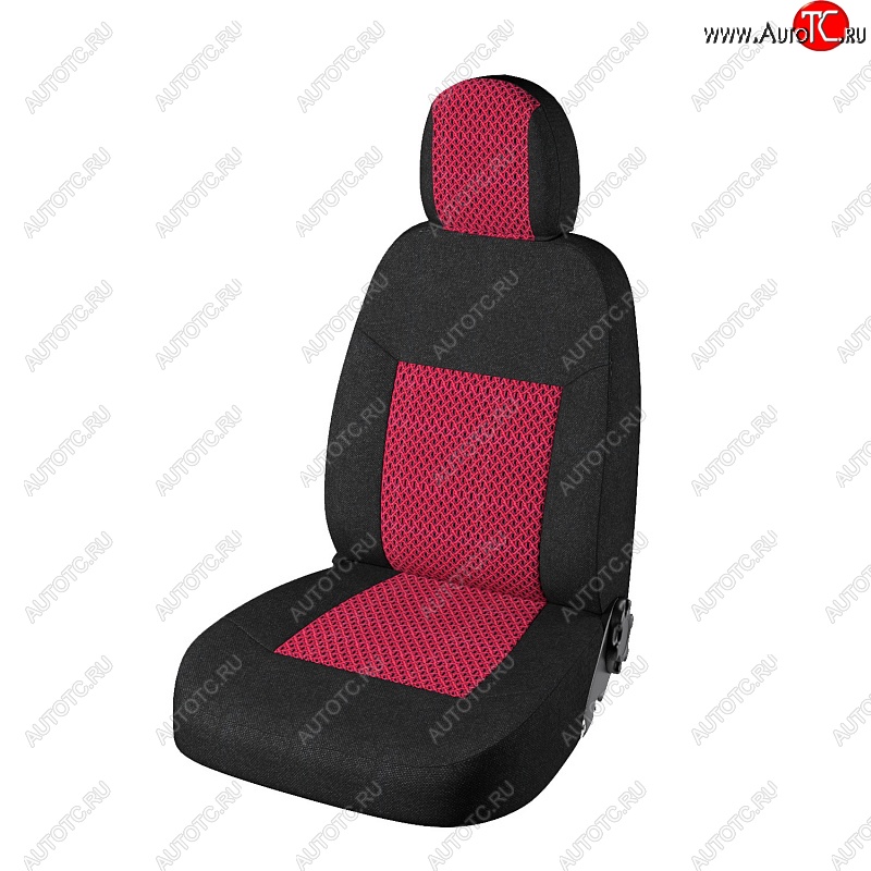3 899 р. Чехлы для сидений Lord Autofashion Стандарт Плюс (жаккард, 2002-2012)  Chevrolet Niva  2123 (2009-2020), Лада 2123 (Нива Шевроле) (2009-2021) (Чёрный, вставка Рогожка Красная)  с доставкой в г. Воронеж