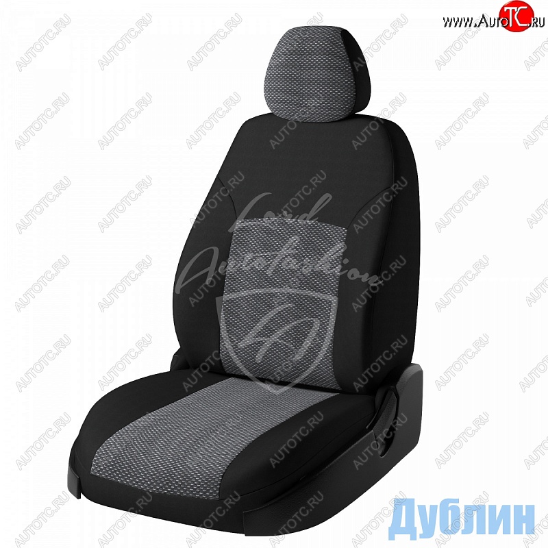 5 949 р. Чехлы для сидений  Niva (2016-2019) Lord Autofashion Дублин (жаккард) Chevrolet Niva 2123 рестайлинг (2009-2020) (Черный, вставка Ёж Белый)  с доставкой в г. Воронеж
